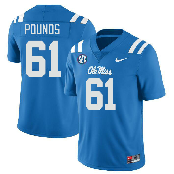 Men #61 Diego Pounds Ole Miss Rebels College Football Jerseys Stitched-Power Blue